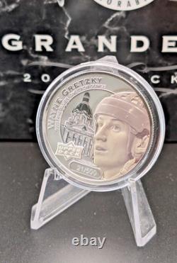 #/500 2017 Upper Deck Grandeur Wayne Gretzky 1 oz Silver Frosted Coin SP Oilers