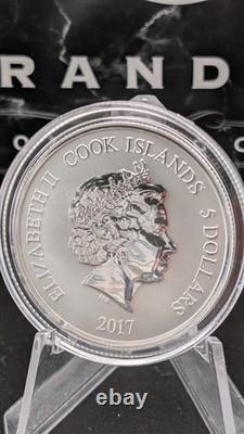 #/500 2017 Upper Deck Grandeur Wayne Gretzky 1 oz Silver Frosted Coin SP Oilers