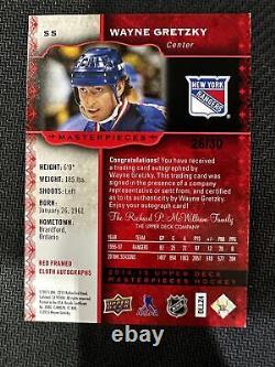 #55 Wayne Gretzky 2014-15 Upper Deck Masterpieces /30 Rangers Red Cloth Auto