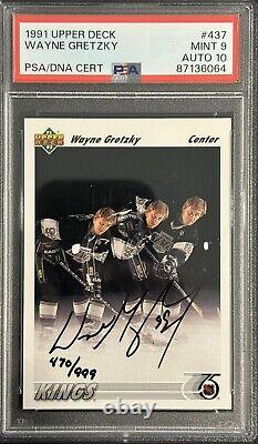 91-92 Upper Deck Wayne Gretzky Auto On Card Hand #'d /999 The Great One Psa 10