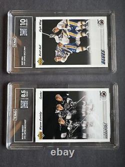 Brett Hull TAG 10 & Wayne Gretzky TAG 8.5. Upper Deck 1991-92