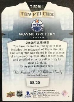 (HCW) 2016-17 Upper Deck Trilogy Tryptichs Signatures Wayne Gretzky Auto 8/20