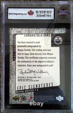 KSA Graded 9 Upper Deck 2000-01 #WG Wayne Gretzky NHL Legends Epic signatures
