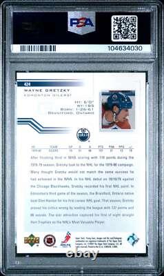 Psa Gem Mint 10 2001-02 Upper Deck 424 Wayne Gretzky Hobby Yg Young Guns