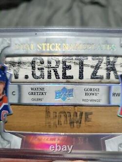 Rare! Gretzky / Howe 2019-20 Ud Engrained Dual Stick Nameplates