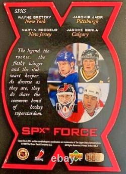 #SPX5 Wayne Gretzky 1996-97 SP SPx Force DIE-CUT (with Iginla, Jagr & Brodeur) -NY