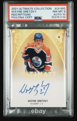 Upper Deck 2021-22 Ultimate UI-WG Wayne Gretzky Oilers Hard Signed Auto PSA 8