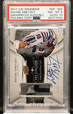 WAYNE GRETZKY 2017 Upper Deck Splendor Showpieces Relic Auto 2/27 PSA 8 DNA 10