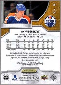 WAYNE GRETZKY 2019-20 Upper Deck Engrained Oak Auto Rare Redemption SP Signature