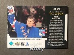 WAYNE GRETZKY 2019-20 Upper Deck Ultimate Icons Game Used 2-Color Patch Auto/25