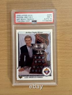 WAYNE GRETZKY AUTOGRAPHED 1990 UPPER DECK ART ROSS TROPHY WINNER PSA NM 7 Auto10