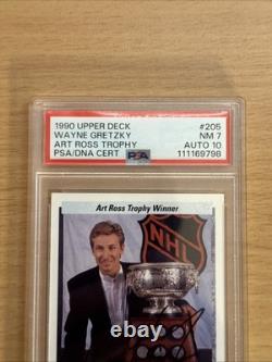 WAYNE GRETZKY AUTOGRAPHED 1990 UPPER DECK ART ROSS TROPHY WINNER PSA NM 7 Auto10