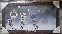 WAYNE GRETZKY SIGNED 16x32 THROUGH THE YEARS CAREER COLLAGE PHOTO FRAMED UDA COA