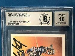 WAYNE GRETZKY Signed 1991-92 UPPER DECK Card #38 Beckett Slabbed GRADED 10