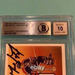 WAYNE GRETZKY Signed 1991-92 UPPER DECK Card #38 Beckett Slabbed GRADED 10