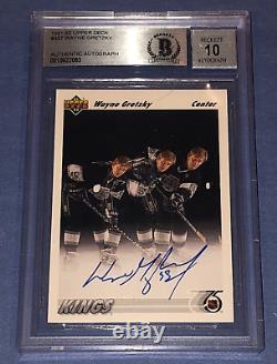 WAYNE GRETZKY Signed 1991-92 UPPER DECK Card #437 Beckett BAS Auto Graded 10