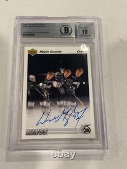 WAYNE GRETZKY Signed 1991-92 UPPER DECK Card #437 Beckett BAS Auto Graded 10