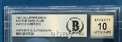 WAYNE GRETZKY Signed 1991-92 UPPER DECK Card #45 50/50 Club Beckett GRADED 10