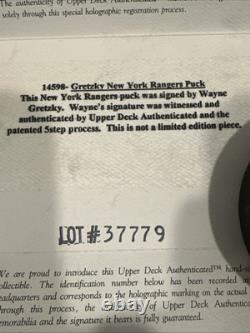 WAYNE GRETZKY Signed Auto Rangers Official Game Puck Upper Deck UDA Coa