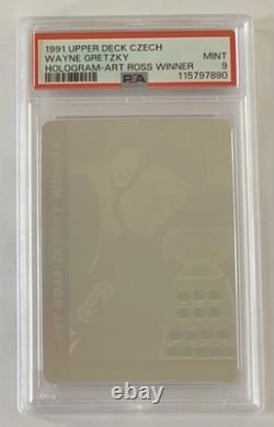 Wayne GRETZKY 1991-92 Upper Deck Czech Hologram Art Ross Winner Graded PSA 9