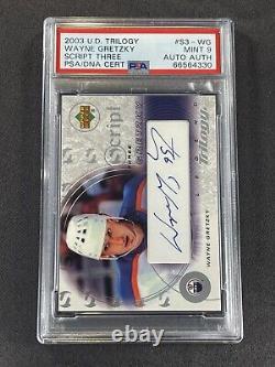 Wayne Gretzky 2003 Upper Deck Trilogy Script 3 Autograph Auto Psa 9 Pop1 NHL Hof