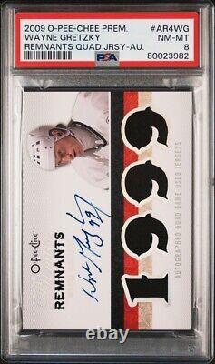 Wayne Gretzky 2009-10 O-Pee-Chee Premier Remnants Quad Jersey Auto /10 PSA 8