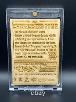 Wayne Gretzky 2018-19 Upper Deck Engrained Carved in Time #CT-1 Wood Card SSP