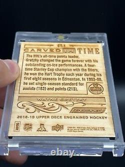 Wayne Gretzky 2018-19 Upper Deck Engrained Carved in Time #CT-1 Wood Card SSP