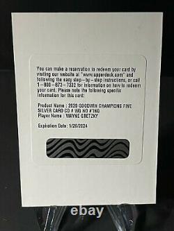 Wayne Gretzky 2021 UD Goodwin Champions REDEMPTION 2020 Update Fine Silver Card