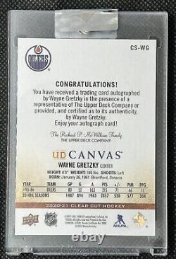 Wayne Gretzky 20-21 Clear Cut Canvas Blue Ink /25 Oilers