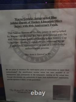 Wayne Gretzky 40th Year Anniversary Upper Deck Authentic Adidas Jersey#46/99 Coa
