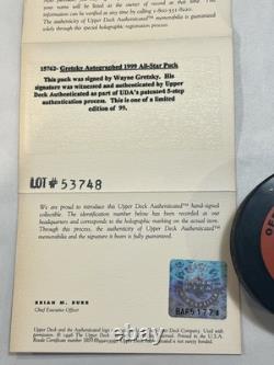 Wayne Gretzky'99 All Star Game LIMITED Autographed Framed Puck with Upper Deck