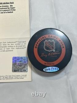 Wayne Gretzky'99 All Star Game LIMITED Autographed Framed Puck with Upper Deck