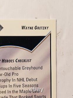 Wayne Gretzky Auto 1992-93 Hockey Heroes Checklist COA Hologram Upper Deck