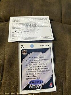Wayne Gretzky Auto 1992-93 Hockey Heroes Checklist COA Hologram Upper Deck NM/MT