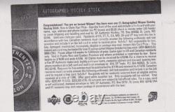 Wayne Gretzky Auto Hespeler Hockey Stick Redemption Pull Coa Upper Deck