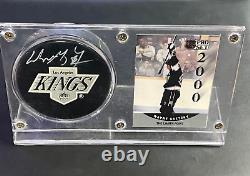 Wayne Gretzky Autographed Official Puck + Card Upper Deck LA Kings WOW