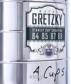 Wayne Gretzky Oilers Signed Rep SC withFour Cups Plaque/4 Cups Insc LE/99