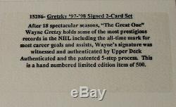 Wayne Gretzky Signed Auto Autograph 2-card 1997-98 Ny Rangers Upper Deck Uda Sp