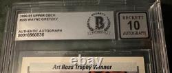 Wayne Gretzky Signed Card 1990-91 Upper Deck Bas Beckett Authenticated 10 Auto