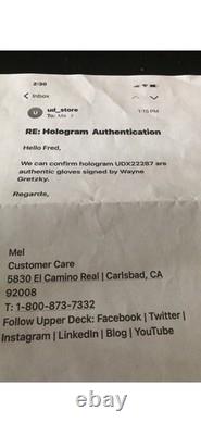 Wayne Gretzky Signed Game Model Hockey Gloves Upper Deck COA & UD Confirmation