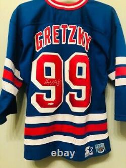 Wayne Gretzky Signed New York Rangers (Home Blue) Jersey UDA Upper Deck DAMAGE